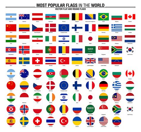 Collection Of Flags Most Popular World Flags 662121 Vector Art At Vecteezy