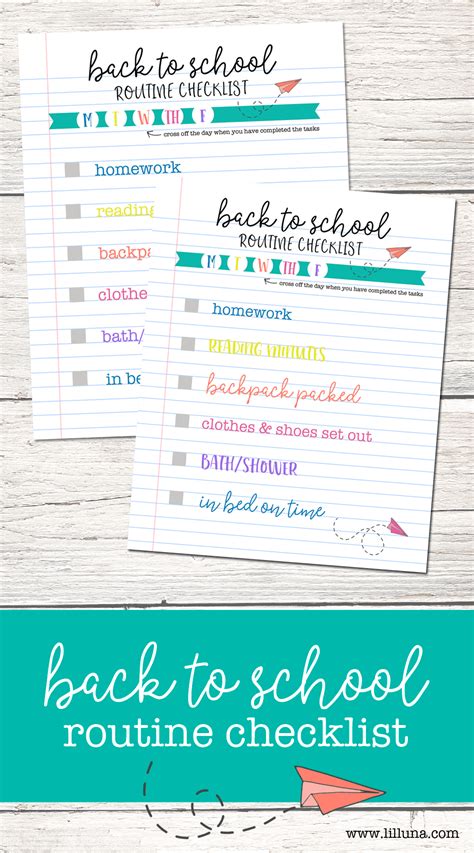 Back To School Routine Checklist Lil Luna