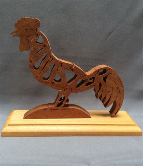 Rooster Puzzle Rooster On Base Wood Puzzle Handcrafted Etsy