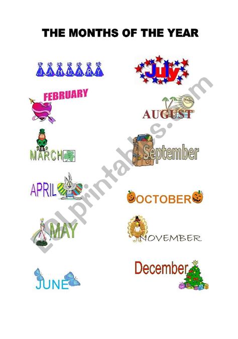 English Worksheets The Months Of The Year