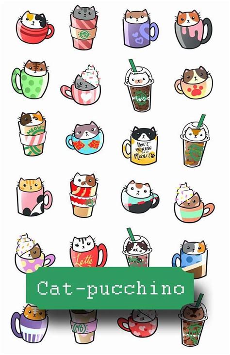 Coffee Cat Planner Stickers Cat Puccino Cute Coffee And Cats From Our