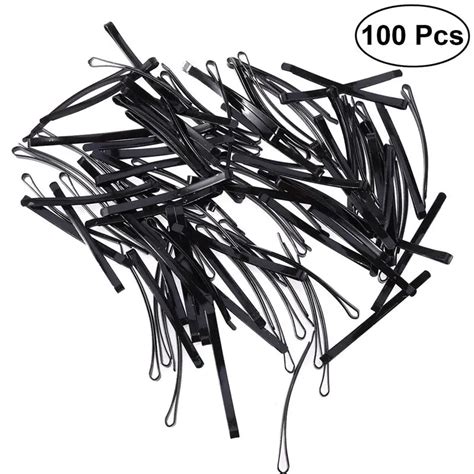 100 Pcs Hair Slides Hair Clips Metal Paint Simple Classic Black