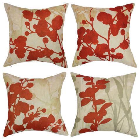 Fabricmcc Decorative Pillow Covers For Sofaset Of 4 Pieces Flowers Couch Throws Pillow Cases