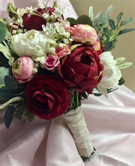 Large Burgundy Peony Bridal Bouquet With Peonies Roses Etsy