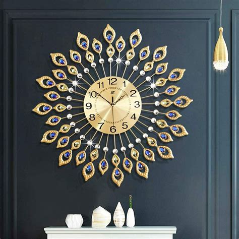 Anmiki Luxury Gold Large Wall Clock 3d Non Ticking Silent