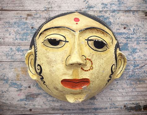 Large Vintage Indian Paper Mache Mask Handmade Hand Painted Folk Art