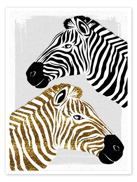 Pretty Zebras Print By Martina Illustration Posterlounge