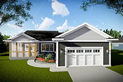 Two Bedroom Modern Craftsman House Plan With Rear Entry Garage