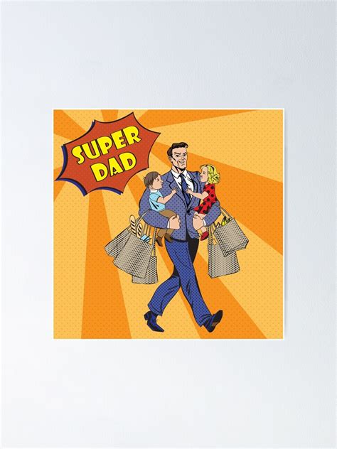 Super Dad With Kids On His Hands And Shopping Bags Happy Father