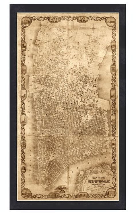 Old Map Of New York 1852 Manhattan Vintage Map
