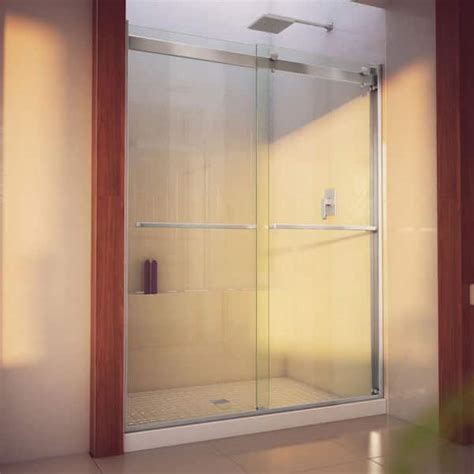 dreamline essence h 56 to 60 in x 76 in semi frameless bypass sliding shower door in brushed