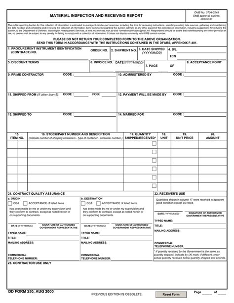 Dd Form 250 Fill Out Sign Online And Download Fillable Pdf