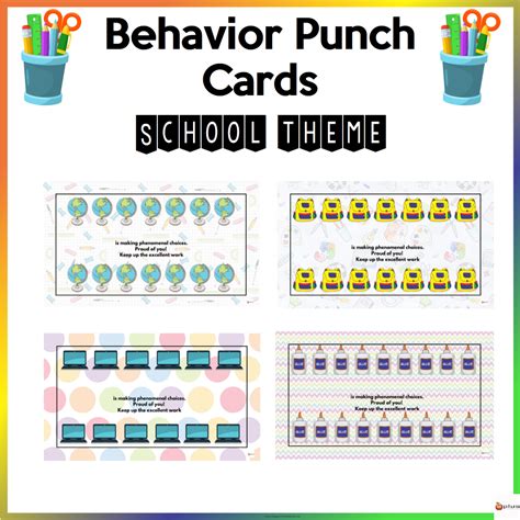 editable behavior punch cards school theme made by teachers