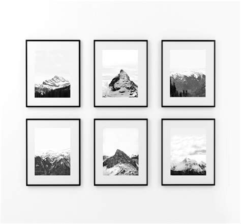 Mountain Wall Art Set Of 6 Black And White Photography Etsy