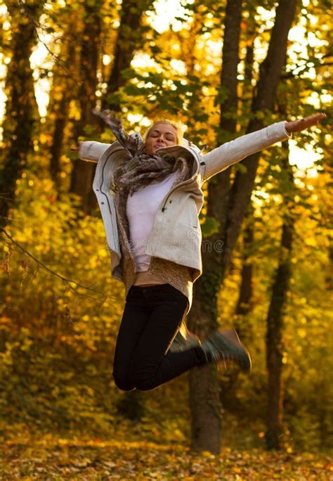 Happy Woman Jumping Stock Image Image Of Jump Girl 30272495