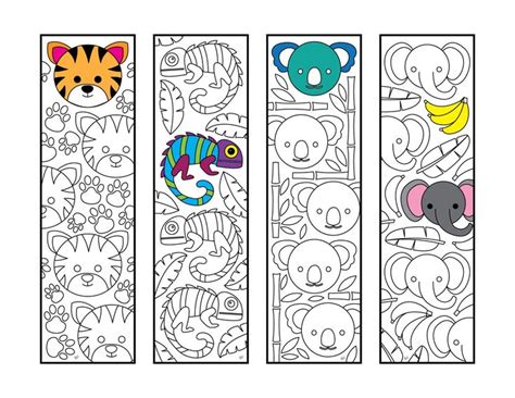 Does he demand frequent trips to the zoo? Cute Jungle Animal Bookmarks - PDF Zentangle Coloring Page ...