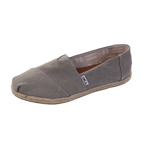 Toms Alpargata Drizzle Grey Washed Canvas Rope Sole Womens Espadrille