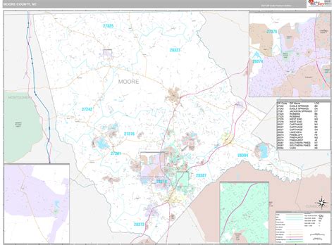 Moore County, NC Wall Map Premium Style by MarketMAPS