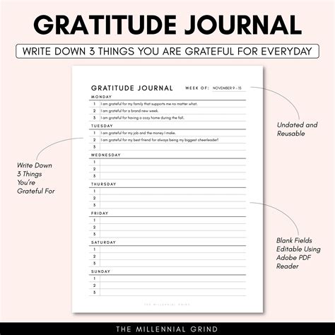 Gratitude Journal Printable Gratitude Journal Pdf Etsy Canada