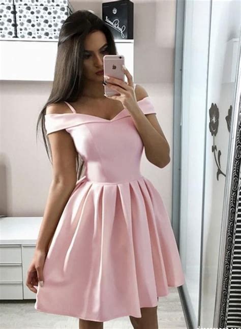 Baby Pink Homecoming Dress Off The Shoulder Hoco Dresses Short