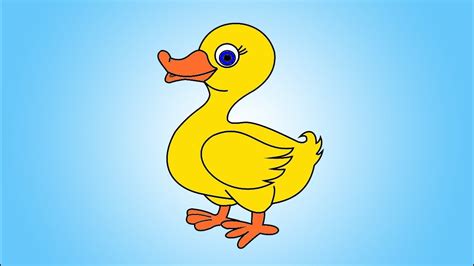 How To Draw A Cartoon Duck Step By Step For Kids - YouTube