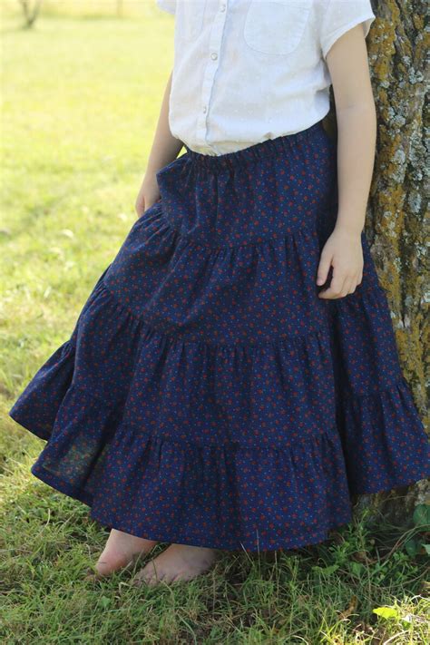 Girls Modest Tiered Peasant Prairie Skirt Choose Your Fabric Etsy