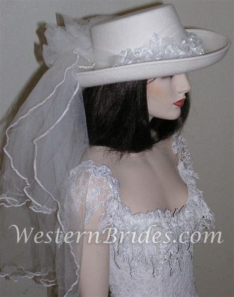 Pin Ivory Cowgirl Hat Bridal With Veil Attached Western Wedding Cake On
