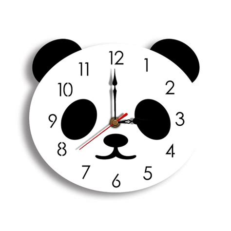 Super Cute Panda Wall Clock For Kids Rooms Decorative Childrens Clock