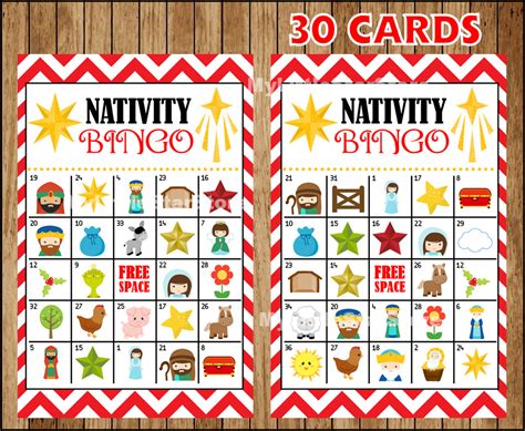 Christmas Nativity Bingo 30 Cards Printable Nativity Bingo