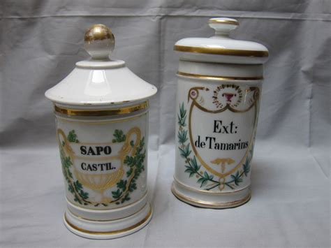 2 Antique Hand Painted Porcelain Apothecary Jars Catawiki