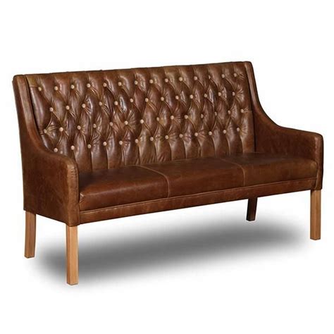 Best kitchen & dining benches. Morton Cerato Brown Leather Dining Bench with wooden legs ...