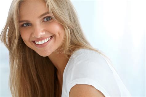 Beauty Woman Portrait Girl With Beautiful Face Smiling Stock Photo
