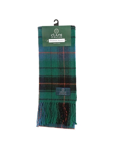 Pure New Wool Scottish Tartan Scarf Davidson Ancient One Size