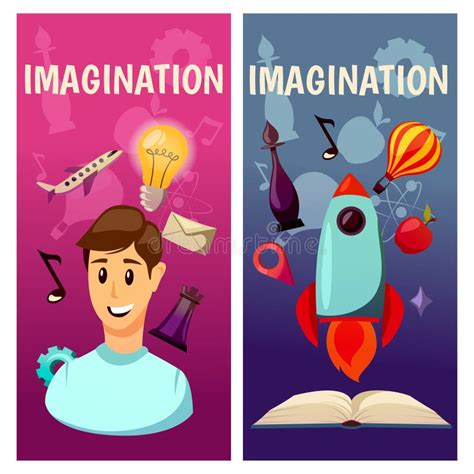 Vector Banners Imagination And Exploration Science And Research