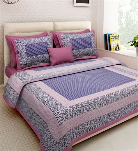 Buy Pink Traditional 160 Tc Cotton 1 Double Bedsheet With 2 Pillow