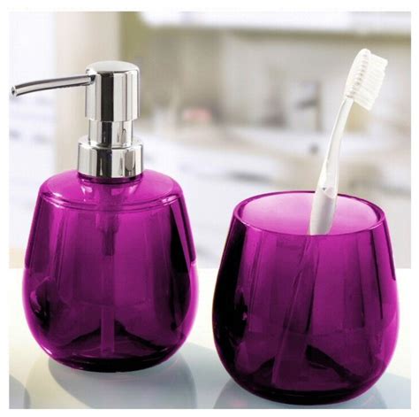 Unique Round Bathroom Accessories Set 2 Pieces Purple Modern