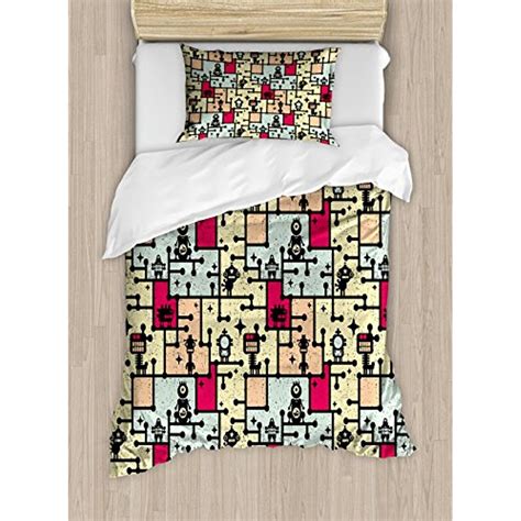 Space Twin Size Duvet Cover Set By Ambesonne Geometric Grid Design