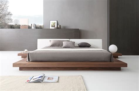 Modrest Opal Modern Walnut And White Platform Bed