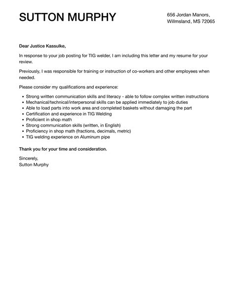 Tig Welder Cover Letter Velvet Jobs