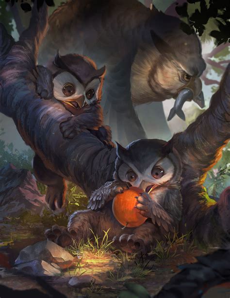 Baby Owl Bear Rio Sabda Fantasy Beasts Fantasy Art Fantasy Monster