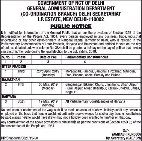 Government Of Nct Of Delhi Public Notice Ad Times Of India Delhi