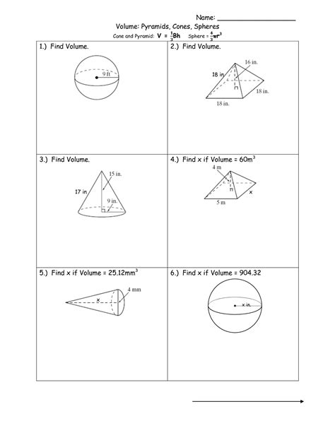 Volume of a cone worksheet. Volume Of Cylinder Cones And Spheres Worksheet ...