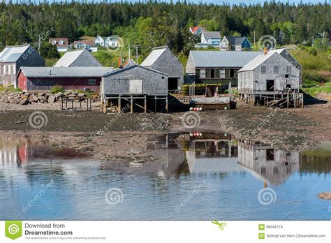 Fishermen S Sheds In The Cove Stock Image Image Of Safe Industry