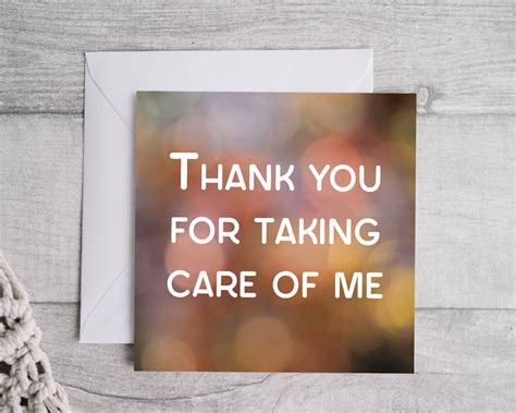 Thank You For Taking Care Of Me Greeting Card Etsyde