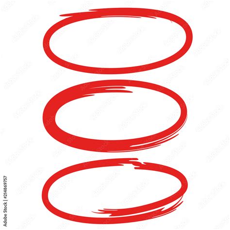 Red Hand Drawn Oval Circle Markers For Highlighting Text Stock Vector