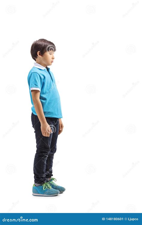 Sad Boy Standing And Looking Down Stock Image Image Of Scared