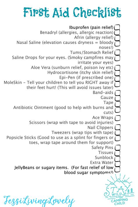 First Aid Kit Checklist Pdf