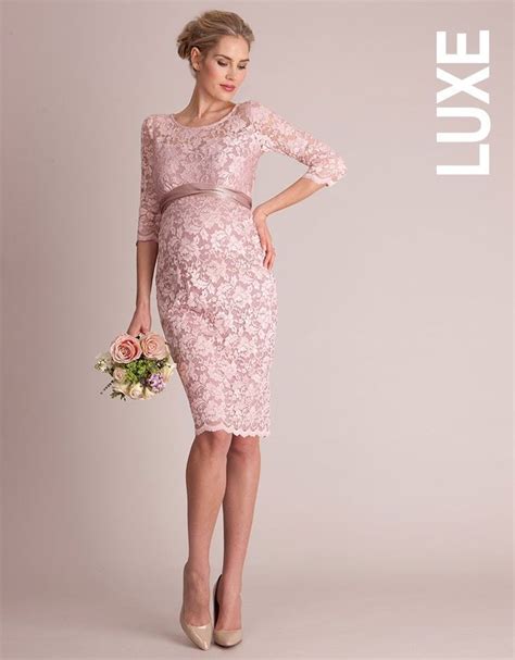 Blush Lace Maternity Cocktail Dress With Images Maternity Bridesmaid Dresses Lace Maternity