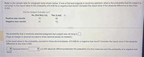 Solved Refer To The Sample Data For Polygraph Tests Shown Chegg Com