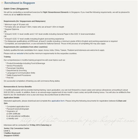 Customer service officer (open to cabin crews) (up to $2,500 + ot | 5 days) new. Singapore Airlines Cabin Crew Walk-in Interview ...